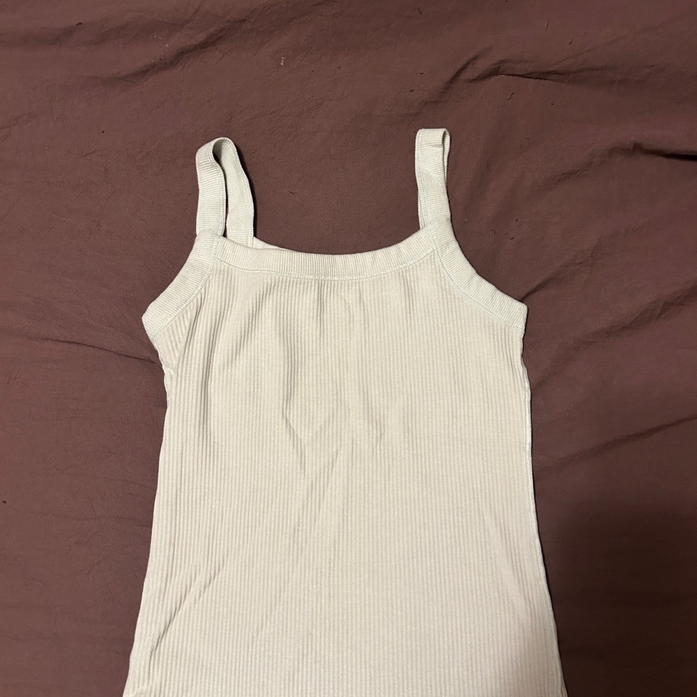 Elegant Cream Ribbed Tank Top